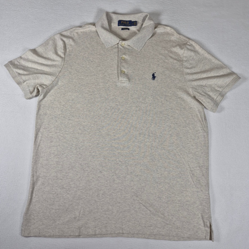 Polo Ralph Lauren Mens Classic Fit Polo Shirt‎ Large Heather Grey Short Sleeve